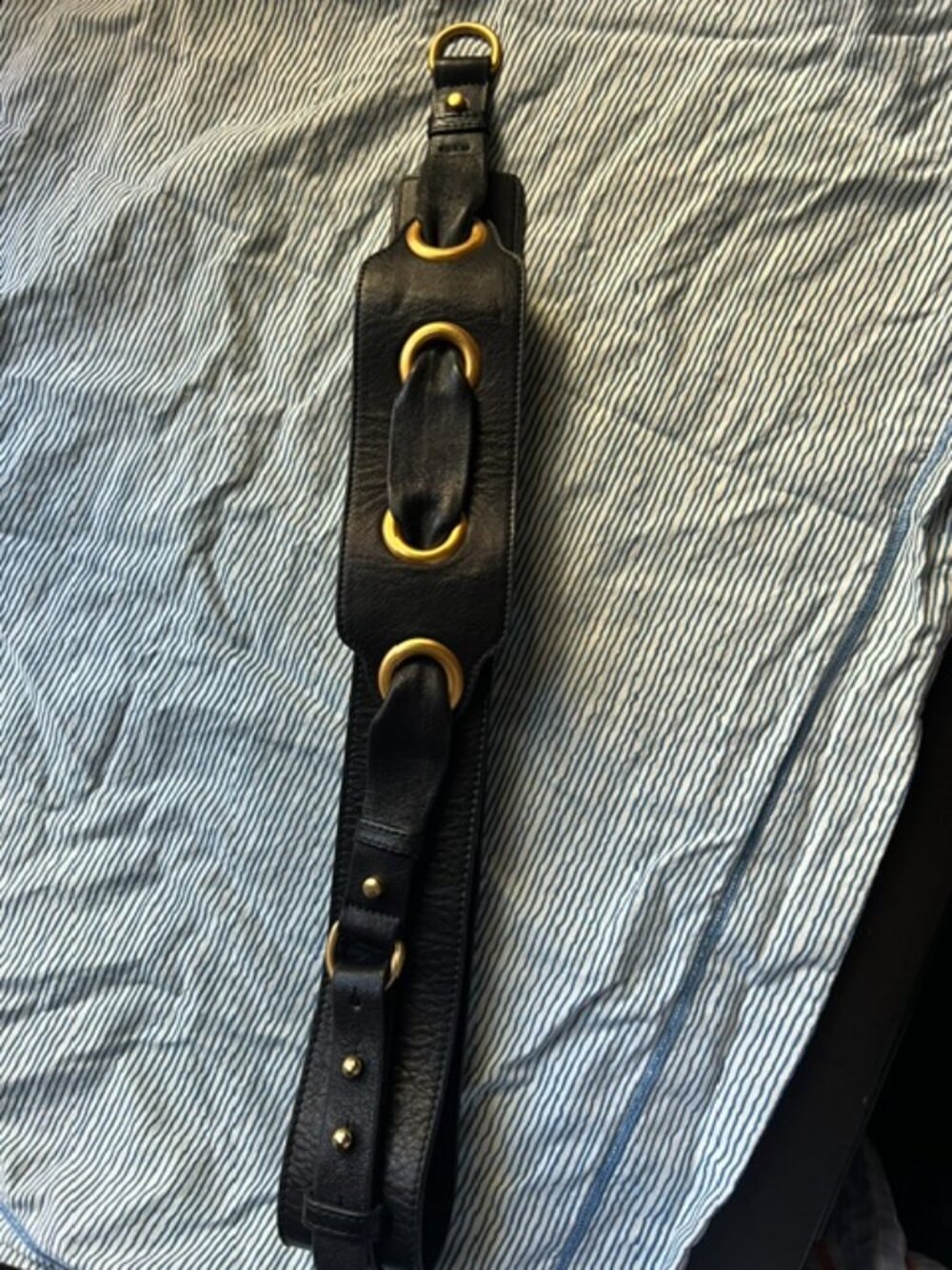 Mayle Leather and Brass Ring Belt